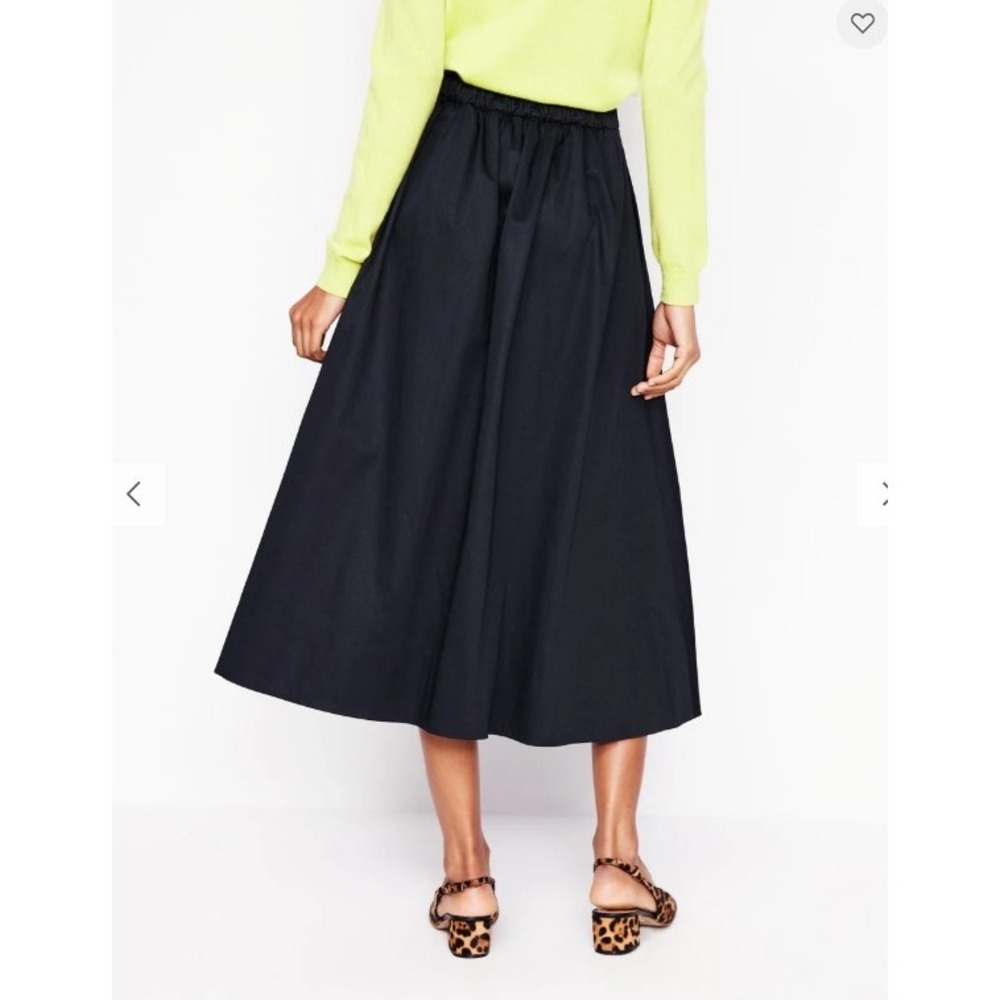 Boden Isabella Cotton Sateen Skirt Black Pleated Midi Women Size 4 New With Tags